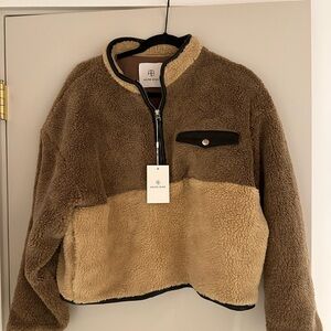 Anine Bing Brown and Tan Sherpa Jacket